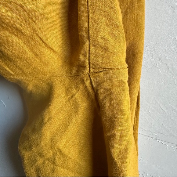 LenOk 100% Linen Harem Pants Mustard Boho Barrel Leg Pockets M - Picture 11 of 12